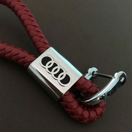 Audi Logo Keychain Red Leather Alloy Decoration Gift Accessories