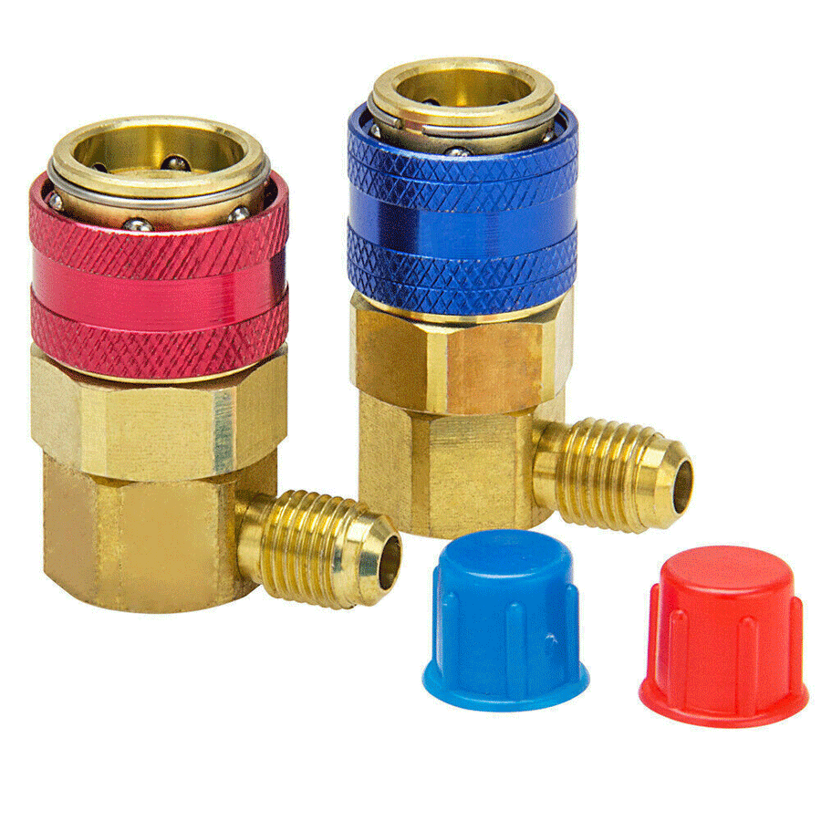 2 Pcs High & Low Side Car A/C R134A Quick Coupler Adapter 1/4'' SAE HVAC Flare Fitting Kit