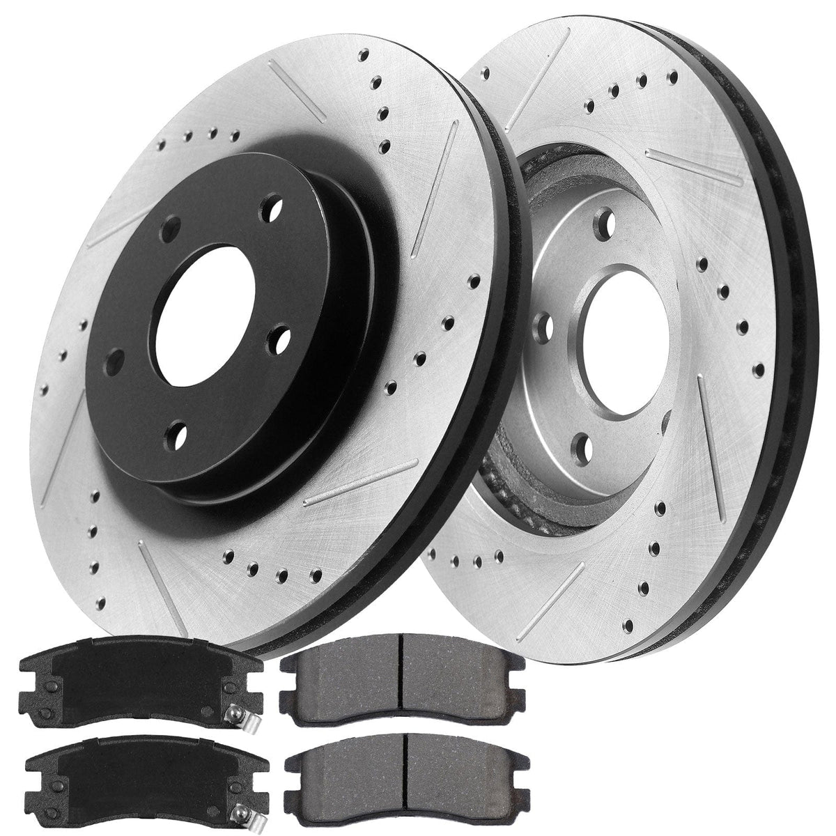 MotorbyMotor Rear Brake Rotors 278mm Drilled & Slotted Design Brake Rotor & Brake Pad kit Including CLEANER DOT4 FLUID Fits for Buick Lacrosse (V8 Models), Chevrolet Impala Monte Carlo (All Models)