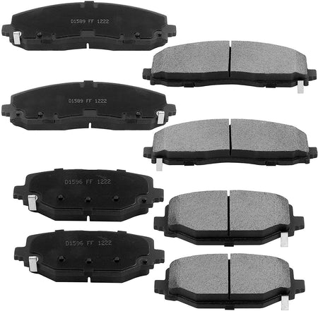 MotorbyMotor 330mm Front & 328mm Rear Drilled & Slotted Disc Brake Rotors + Ceramic Pads + Cleaner & Fluid for Chrysler Town & Country, Dodge Grand Caravan Journey, Ram C/V, Volkswagen Routan
