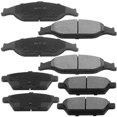 Front Rear Drilled & Slotted Brake Rotors + Ceramic Brake Pads + Cleaner & Fluid Fit for 1999 2000 2001 2002 2003 2004 Ford Mustang, 5 Lugs(Bolts Not Included)-54011 54017