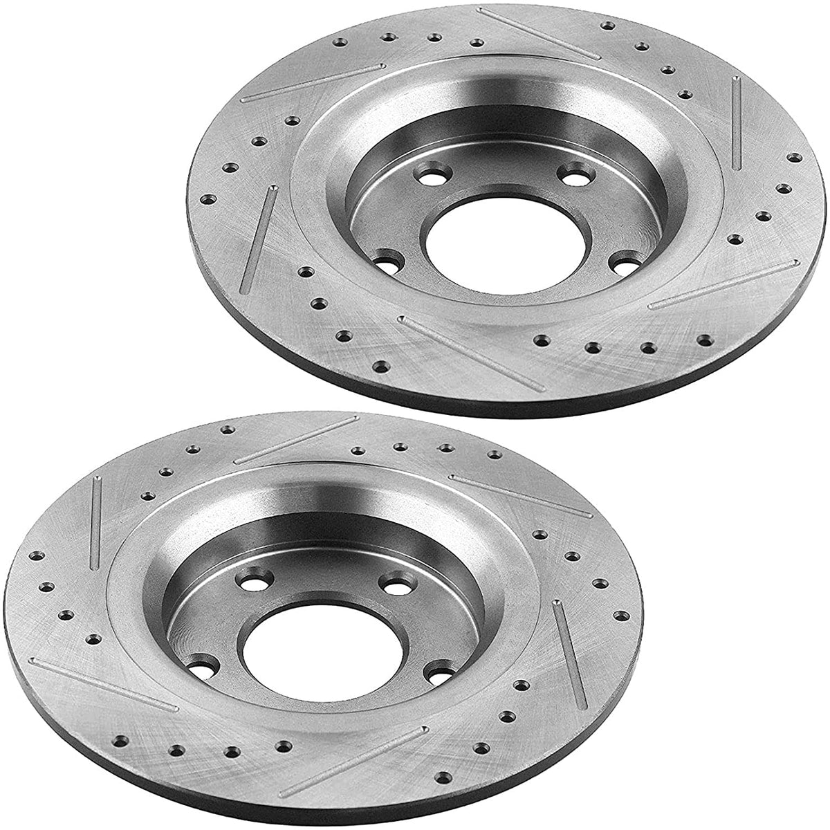 MotorbyMotor Rear Brake Rotors 267mm Drilled & Slotted Design Brake Rotor & Brake Pad kit Including CLEANER DOT4 FLUID Fits for Ford Mustang 1994-2004