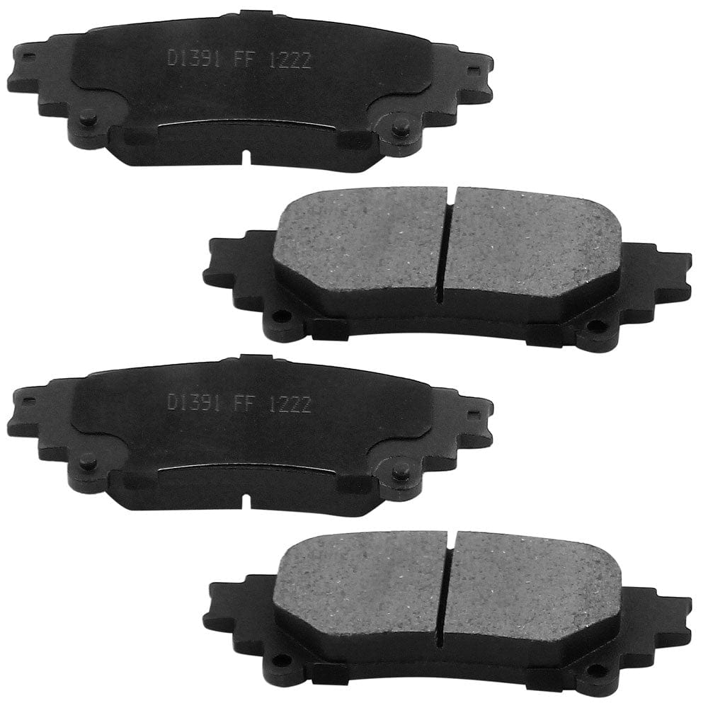 Rear Ceramic Brake Pads w/Hardware Kits Fits for Lexus GS Turbo GS200t GS350 GS450H IS200T IS250 IS300 IS350 RC200T RC300 RC350 RX350 RX450h, Toyota Highlander Mirai Prius V Sienna -4 Pack
