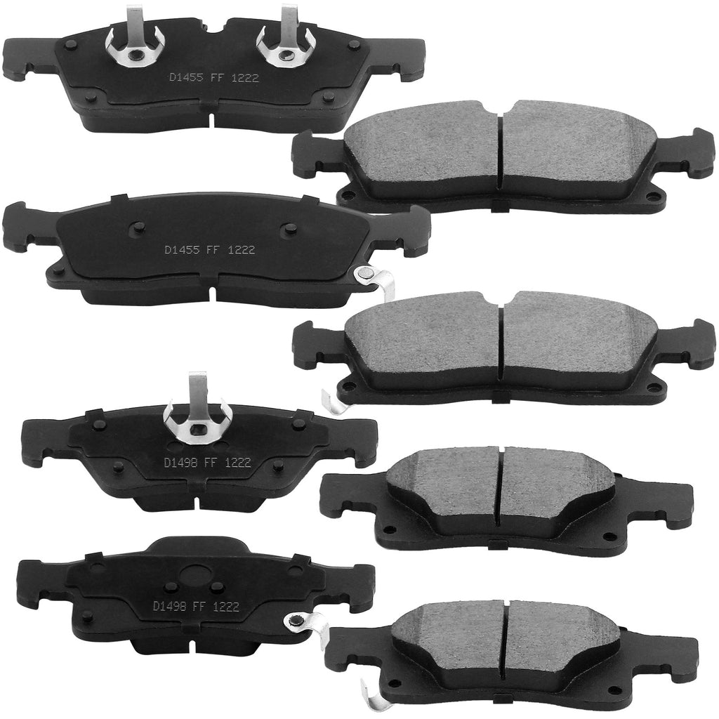 Front/Rear Drilled & Slotted Disc Brake Rotors Kit w/Ceramic Brake Pads + Cleaner & Fluid Fit Dodge Durango/Jeep Grand Cherokee (V8 5.7L),5 Lugs