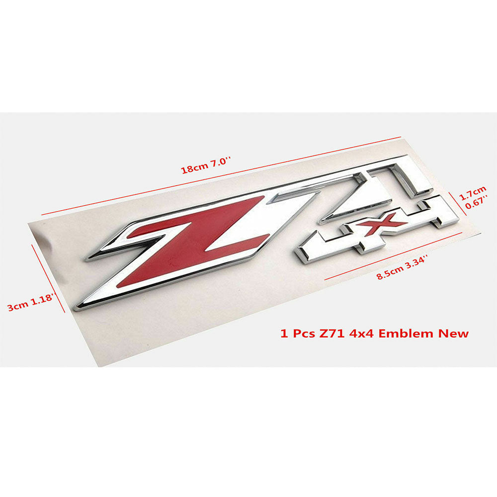 Sierra Z71 4x4 Emblem Chevy Silverado Decal Sticker Badge Red Chrome 2PC