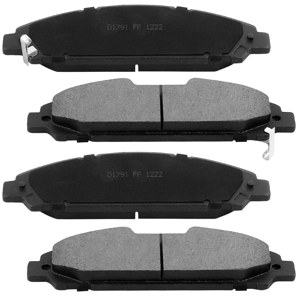 Front Drilled & Slotted Disc Brake Rotors + Ceramic Pads + Cleaner & Fluid Fits for Ford Mustang 2015 2016 2017 2018 2019 2020 (2.3L, 3.7L)