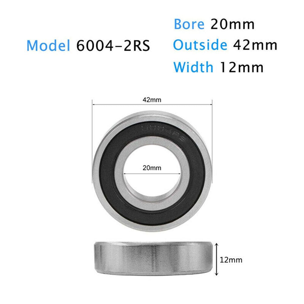 MotorbyMotor 6004-2RS Bearings, Ball Bearings for Electric Motors, Wheels, Bicycle, Power Tools, DIY, Garden Machinery etc-Sealed Ball Bearing 20x42x12mm