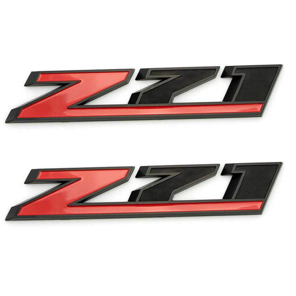Z71 Silverado Tahoe Emblem Badge 3D Metal Decal Matte Black Red