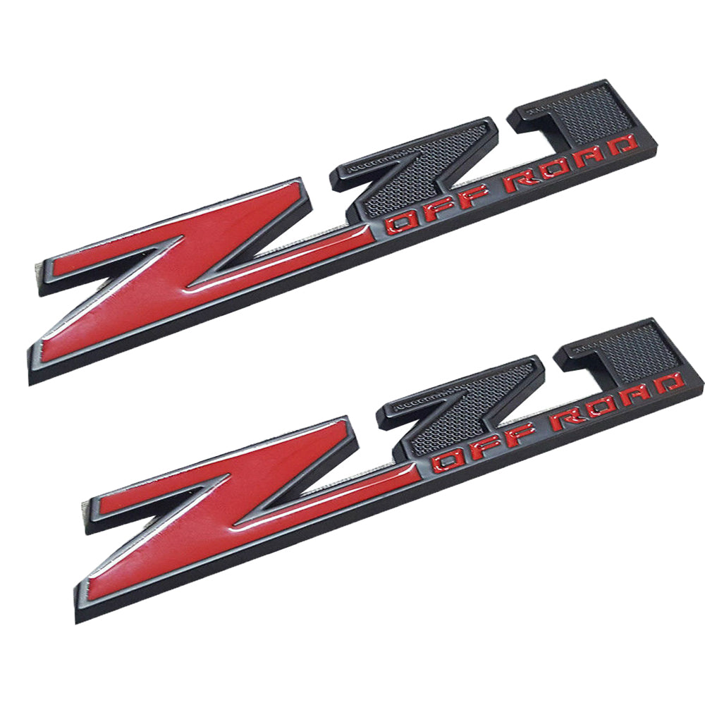 Chevy Z71 OFF ROAD GMC Emblem For Sierra 1500 2500HD 3500HD Truck Badge Black & Red 2pc