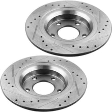 Load image into Gallery viewer, MotorbyMotor Rear Brake Rotors 302mm Drilled &amp; Slotted Design Brake Rotor &amp; Brake Pad kit Including CLEANER DOT4 FLUID Fits for Ford Edge 2007-2010, Lincoln MKX 2007-2010 (All Models)