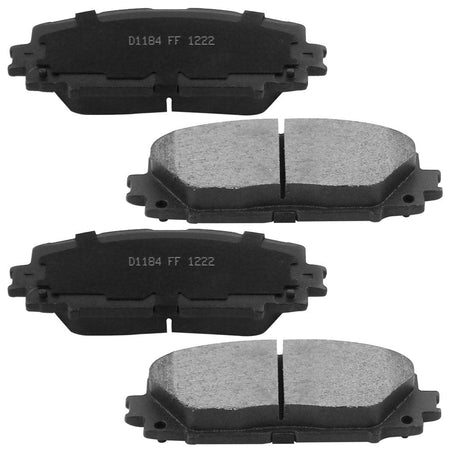 Front Ceramic Brake Pads w/Hardware Kits Fits for Lexus CT200H, Scion iQ, Toyota Prius Plug-IN Prime Yaris (All Models)-Low Dust Brake Pad-4 Pack
