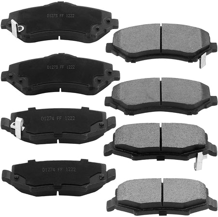 Front & Rear Drilled & Slotted Disc Brake Rotors + Ceramic Pads + Cleaner & Fluid Fits for 2007-2018 Jeep Wrangler, 2018 Jeep Wrangler JK