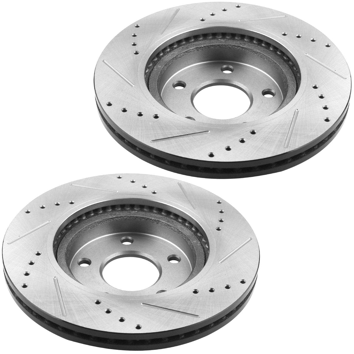 MotorbyMotor 330mm Rear Drilled & Slotted Disc Brake Rotors w/Ceramic Pads w/Brake Cleaner Fluid for 2010-2017 Ford Taurus (Excluding SHO or Police)