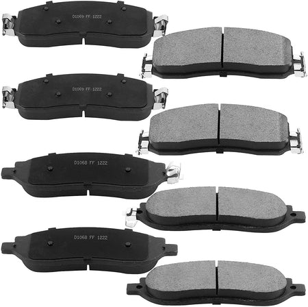 Front & Rear Drilled & Slotted Disc Brake Rotors + Ceramic Pads + Cleaner & Fluid Fits for 2005-2012 Ford F-250 Super Duty, 2005-2012 Ford F-350 Super Duty