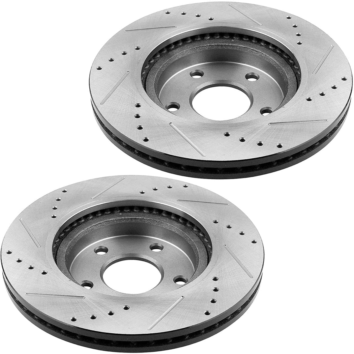 Rear Drilled and Slotted Disc Brake Rotors w/Ceramic Brake Pads for 2007 2008 2009 2010 2011 Dodge Nitro, 2008 2009 2010 2011 2012 Jeep Liberty, (302mm 11.8'' Front Rotors)-53044