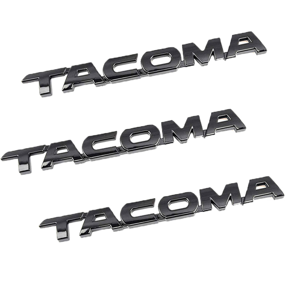 Toyota Tacoma Emblem Tag Door Fender Decal Badge Nameplate Gloss Black 3PC