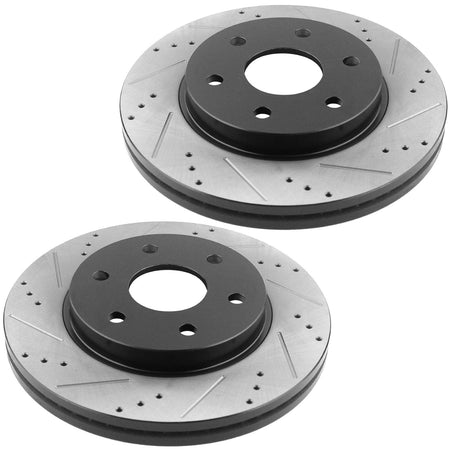 Front Rear Drilled Slotted Disc Brake Rotors + Ceramic Pads + Cleaner Fluid Fits for Chevy Astro/Avalanche 1500 /Silverado 1500 /Suburban 1500 /Tahoe 1500, GMC Safari/Sierra 1500 /Yukon/Yukon XL