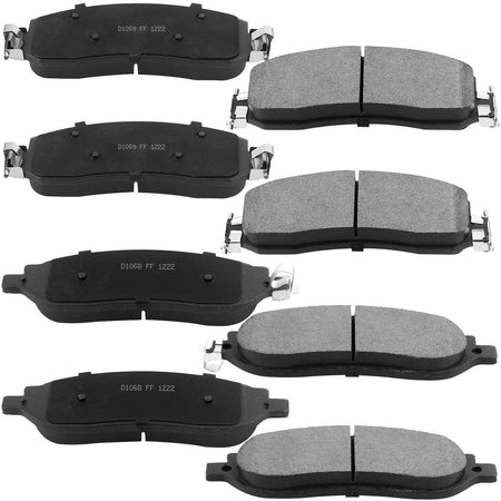 Front & Rear Drilled Slotted Disc Brake Rotors w/Ceramic Brake Pads Fit 2005 2006 2007 Ford F-250 Super Duty(4WD or 2WD Single Rear Wheel ), 2005-2008 Ford F-350 Super Duty (SRW), 8 Lugs Counts