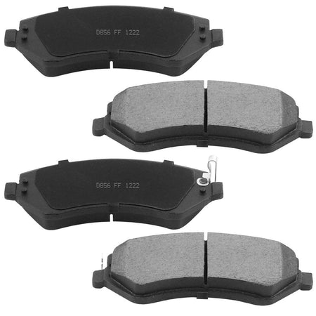 Front Ceramic Brake Pads w/Hardware Kits Fits for Jeep Liberty, Chrysler Town & Country Voyager, Dodge Caravan Grand Caravan Low Dust Brake Pad (Rear Drum Brakes ONLY) -4 Pack