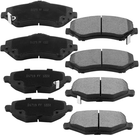 Front & Rear Drilled & Slotted Disc Brake Rotors + Ceramic Pads + Cleaner & Fluid Fits for Chrysler Town & Country, Dodge Grand Caravan, Dodge Journey, Ram C/V
