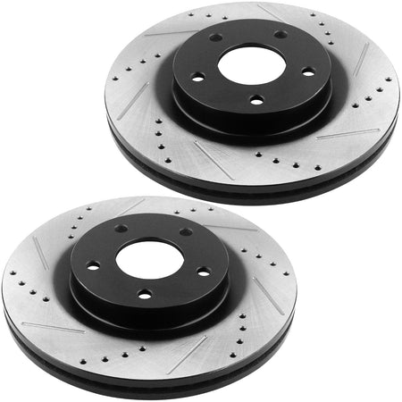 Motorbymotor Front Brake Rotors 308mm Drilled & Slotted Brake Rotor & Brake Pad kit Including CLEANER DOT4 FLUID Fits for Ford F-150 1997 - 2003 (4WD, 5 Lug Wheels ONLY)