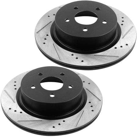 MotorbyMotor Front Brake Rotors 280mm Drilled & Slotted Design Brake Rotor & Brake Pad kit Fit for Jeep Wrangler 1999-2006, Jeep Cherokee 1999-2000, Jeep Cherokee 2001 (4.0L L6 ONLY)