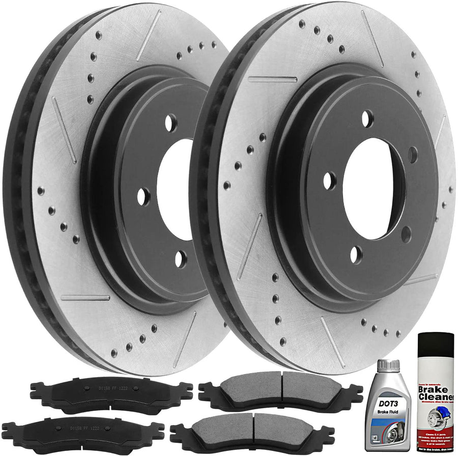 Front Drilled Brake Rotors + Brake Pads For Ford Explorer Mercury Mountaineer