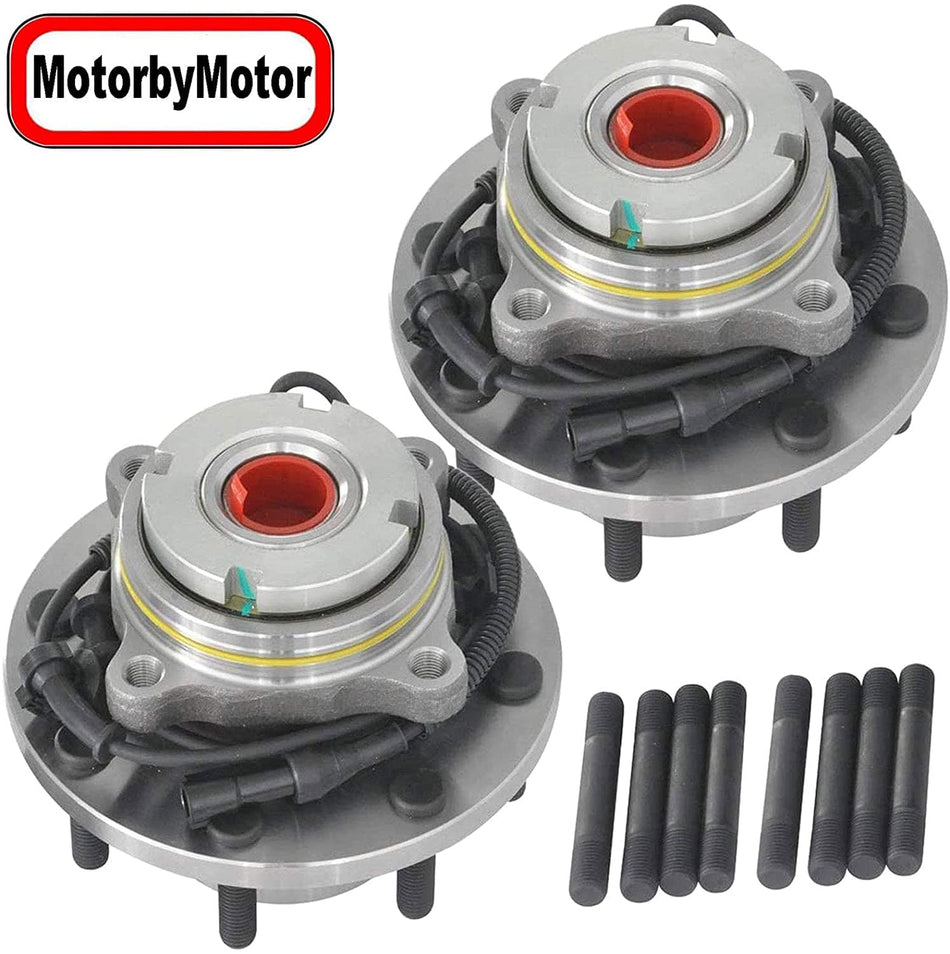 MotorbyMotor (4WD) Front Wheel Hub & Bearing Assembly Compatible with 1994-2004 Ford F-250 F-350 F-450 F-550 Super Duty Hub Bearing w/8 Lugs, w/ABS 4x4-515057 (2 PACK)