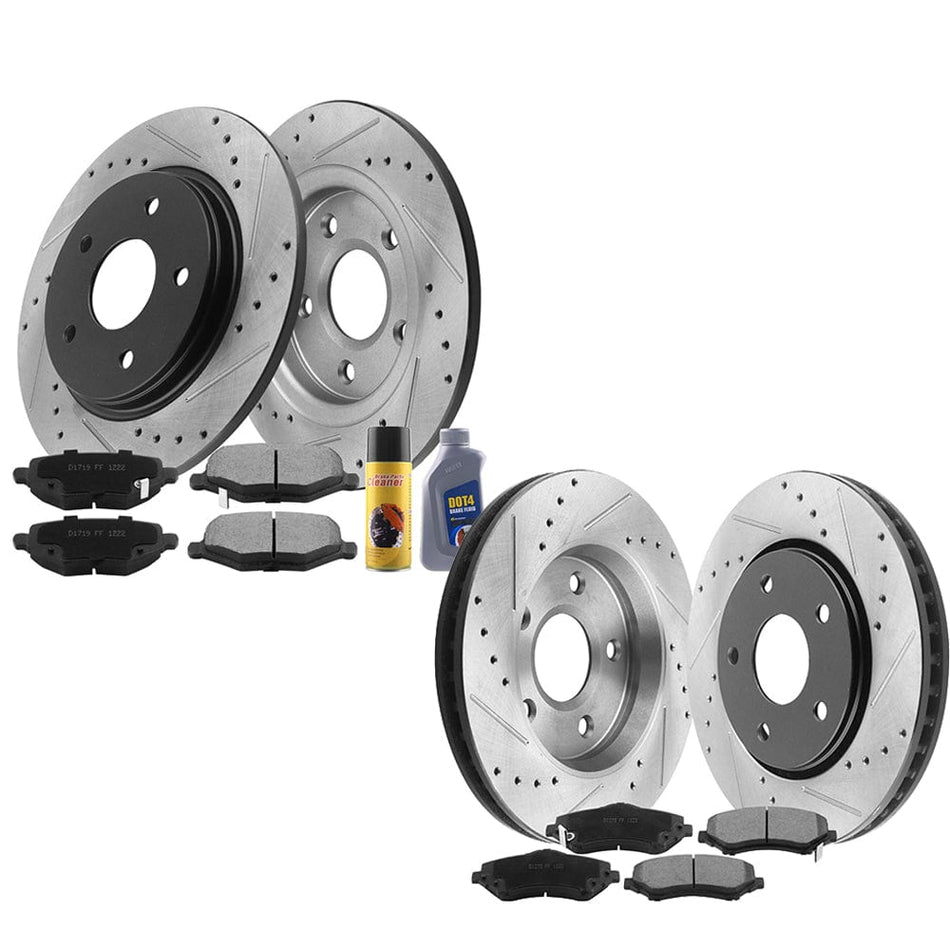 302mm Front & 305mm Rear Coating Brake Rotor + Brake Pad For Journey Routan C/V