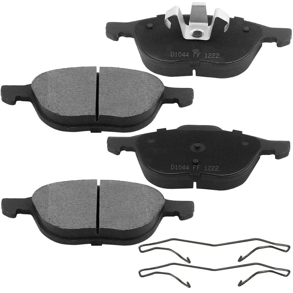 Front Ceramic Brake Pads w/Hardware Kits Fits for Ford Escape Focus Transit, Mazda 3 5, Volvo C30 C70 S40 V50-Ceramic Low Dust Brake Pad-4 Pack