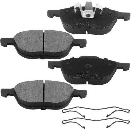Front Ceramic Brake Pads w/Hardware Kits Fits for Ford Escape Focus Transit, Mazda 3 5, Volvo C30 C70 S40 V50-Ceramic Low Dust Brake Pad-4 Pack