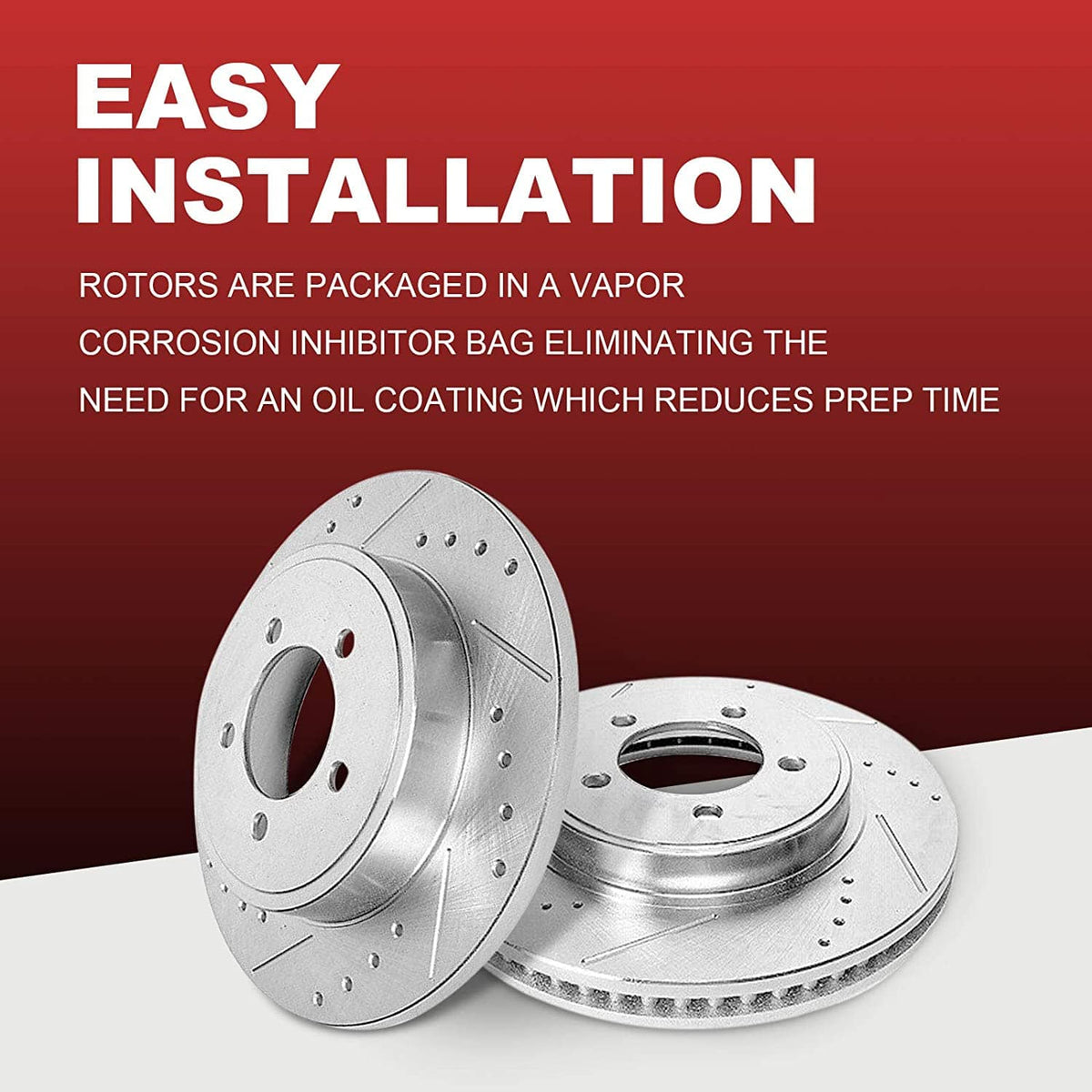 Motorbymotor Rear Brake Rotors 345mm Drilled & Slotted Design Brake Rotor & Brake Pad kit Including CLEANER DOT4 FLUID Fits for Ford E-350