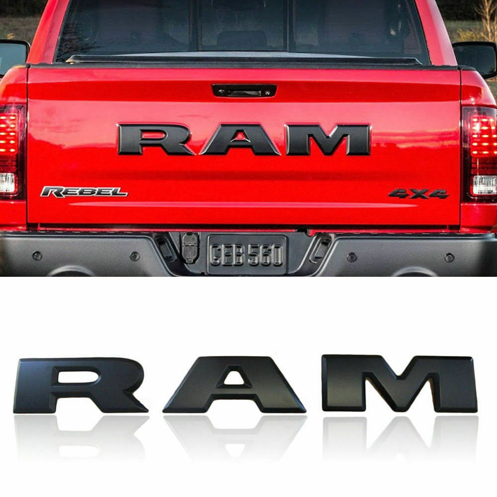 Dodger Ram 1500 Emblem Tailgate Ram Letters Badge Black