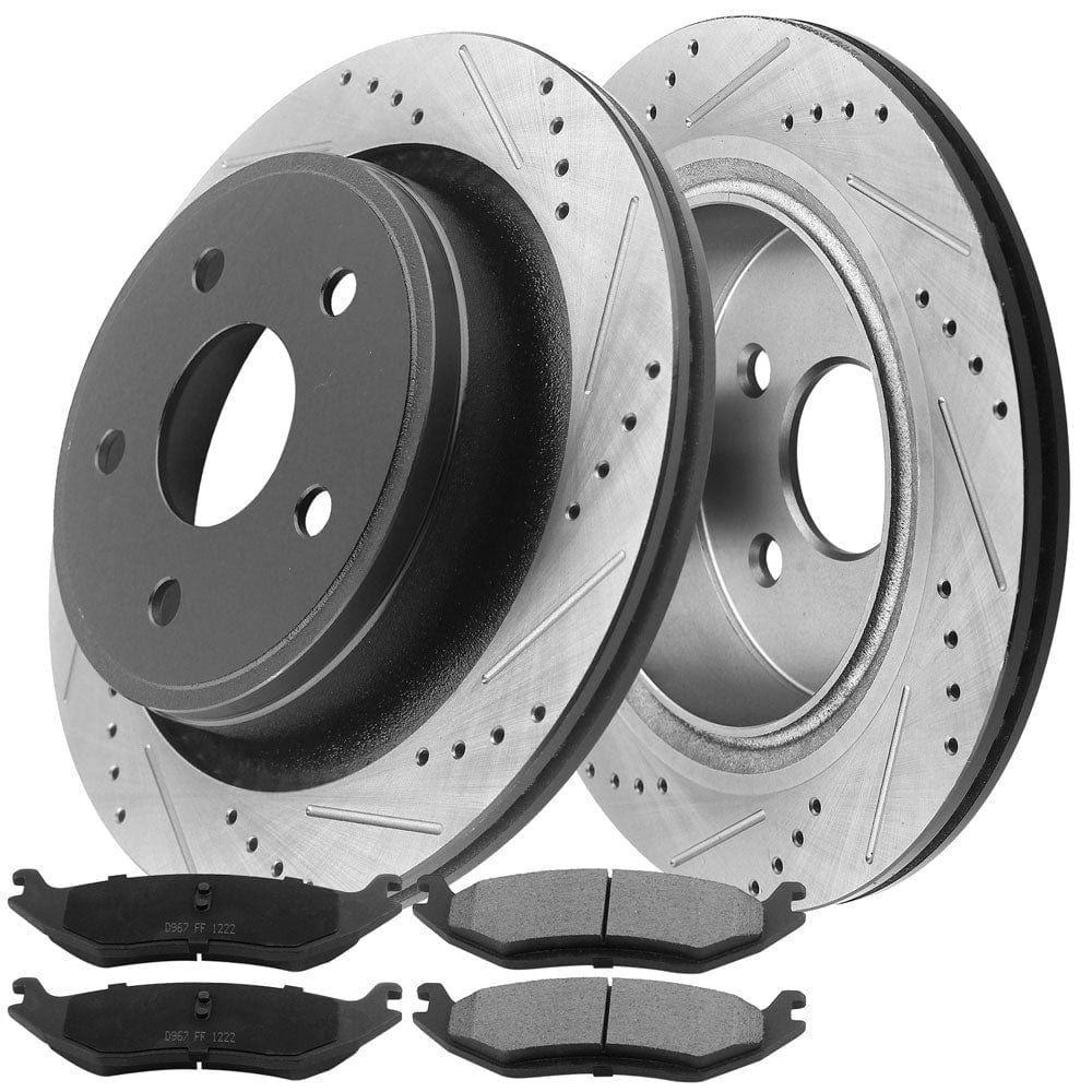 Dodge Durango Rear Brake Rotors & Pads 12067054 D967, with dot4 & cleaner