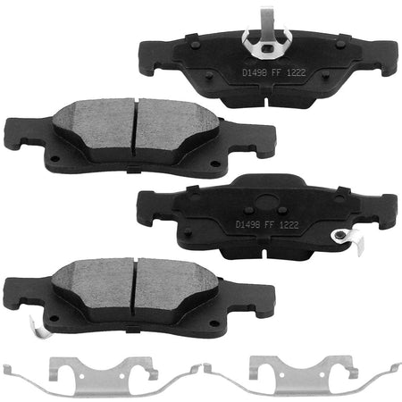 Rear Ceramic Brake Pads w/Hardware Kits Fits for Dodge Durango, Jeep Grand Cherokee-Ceramic Low Dust Brake Pad-4 Pack