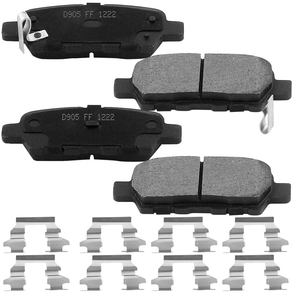 Rear Ceramic Brake Pads w/Hardware Kits Fits for Infiniti EX35 EX37 FX35 FX37 FX45 G25 G35 G37 JX35 M35 M35H M37 M45 M56 Q40 Q50 Q70 Q70L QX50 QX60 QX70 Ceramic Low Dust Brake Pad-4 Pack