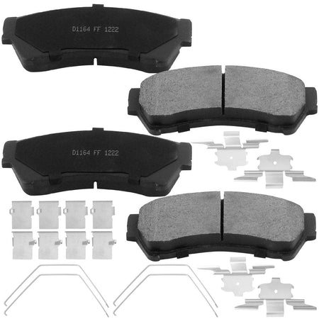 Front Ceramic Brake Pads w/Hardware Kits Fits for Ford Fusion, Lincoln MKZ Zephyr, Mazda 6 Milan-Low Dust Brake Pad-4 Pack
