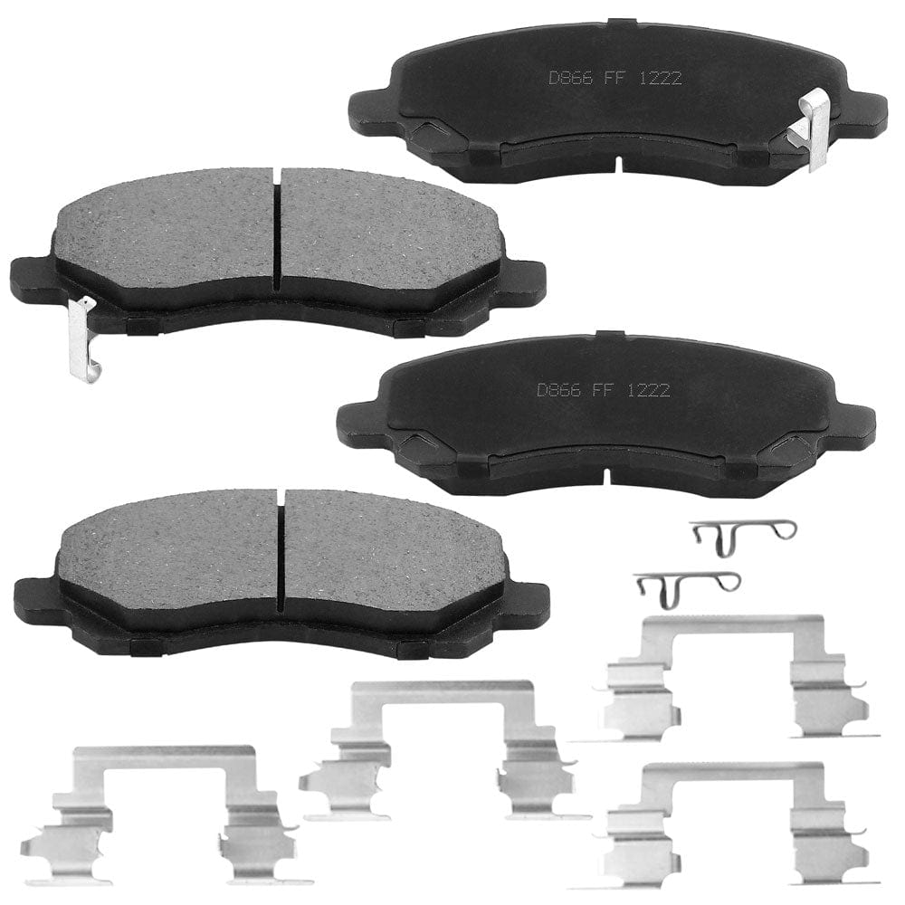 Front Ceramic Brake Pads w/Hardware Kits Fits for Chrysler 200 Sebring, Dodge Avenger Caliber Stratus, Jeep Compass Patriot, Mitsubishi Eclipse Galant Lancer Outlander RVR Low Dust Brake Pad-4 Pack