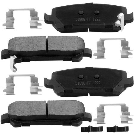 Rear Ceramic Brake Pads w/Hardware Kits Fits for Chevrolet Colorado 2015 - 2020, GMC Canyon 2015 - 2020 (All Models) Ceramic Low Dust Brake Pad-4 Pack