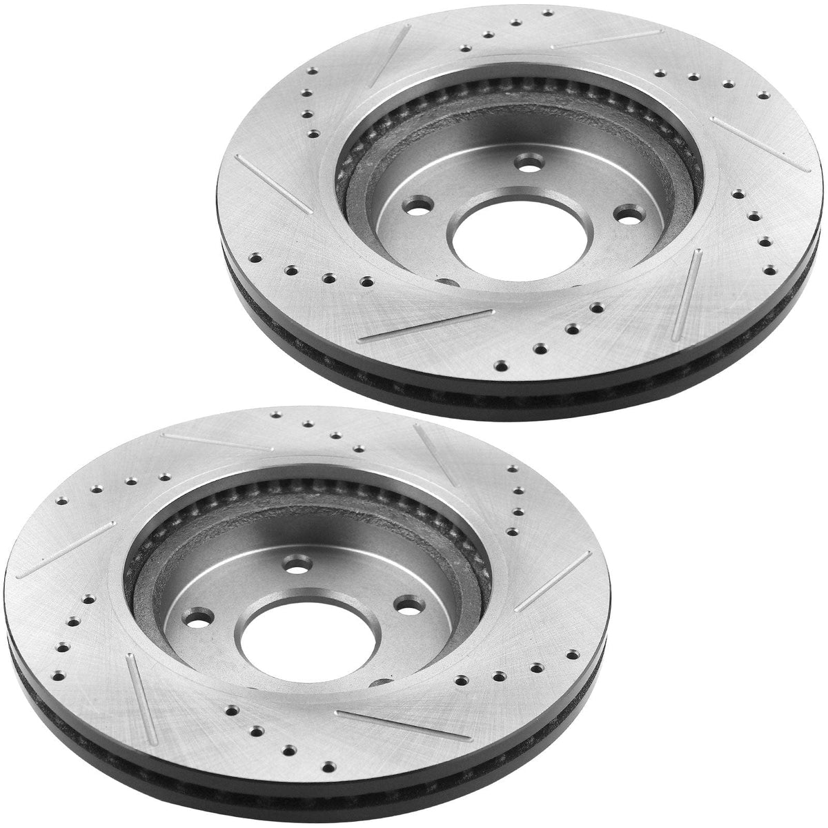 Motorbymotor Front Brake Rotors 308mm Drilled & Slotted Brake Rotor & Brake Pad kit Including CLEANER DOT4 FLUID Fits for Ford F-150 1997 - 2003 (4WD, 5 Lug Wheels ONLY)