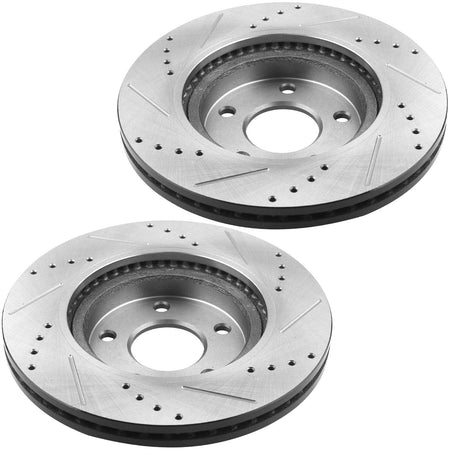 Motorbymotor Front Brake Rotors 308mm Drilled & Slotted Brake Rotor & Brake Pad kit Including CLEANER DOT4 FLUID Fits for Ford F-150 1997 - 2003 (4WD, 5 Lug Wheels ONLY)