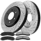 Front Drilled & Slotted Disc Brake Rotors w/Ceramic Pads Fits for 10-18 Ford Expedition, 10-18 Ford F-150, 10-18 Lincoln Navigatior-6 Lugs