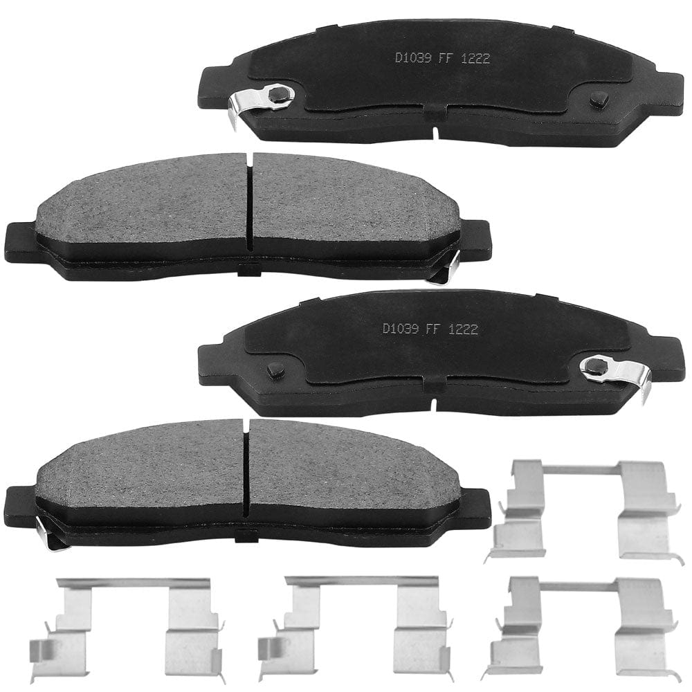 Front Ceramic Brake Pads w/Hardware Kits Fits Chevrolet Colorado, GMC Canyon, Isuzu I-280 I-290 I-350 I-370 (All Models)-Ceramic Low Dust Brake Pad-4 Pack