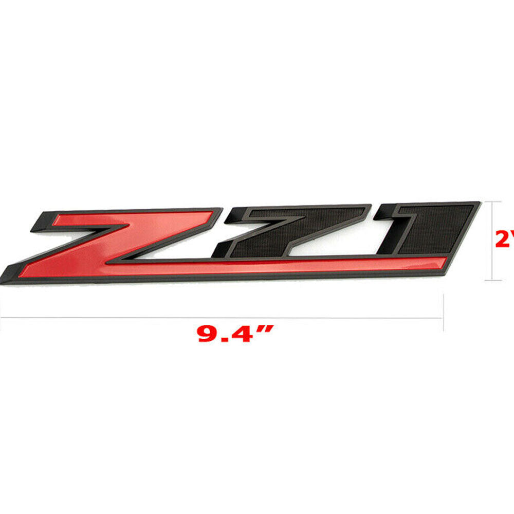 Z71 Silverado Tahoe Emblem Badge 3D Metal Decal Matte Black Red