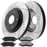 Motorbymotor Front Brake Rotors 296mm Drilled & Slotted Design Brake Rotor & Brake Pad kit Fits for Nissan Altima,Nissan Altima