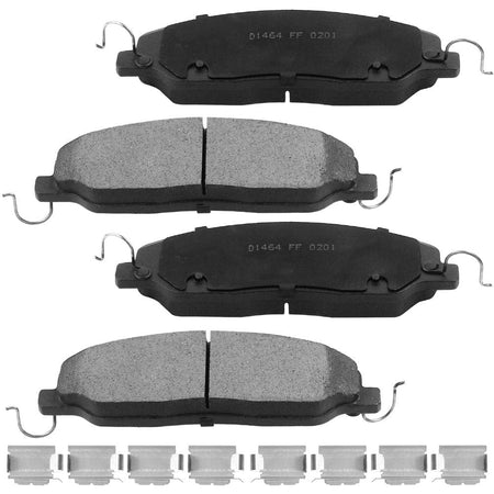 Front Ceramic Brake Pads w/Hardware Kits Fits for Ford Mustang 2011-2014 (V6 3.7L)-Low Dust Brake Pad-4 Pack