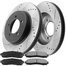Load image into Gallery viewer, Front Drilled &amp; Slotted Disc Brake Rotors w/Ceramic Pads + Brake Cleaner &amp; Fluid for 2002-2005 Ford Explorer, 2002-2005 Mercury Mountaineer