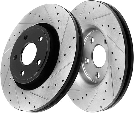 MotorbyMotor Front Brake Rotors 297mm Drilled & Slotted Brake Rotor & Brake Pad Compatible with Chevy Uplander Buick Allure Lacrosse Pontiac Grand Prix Montana Saturn Relay