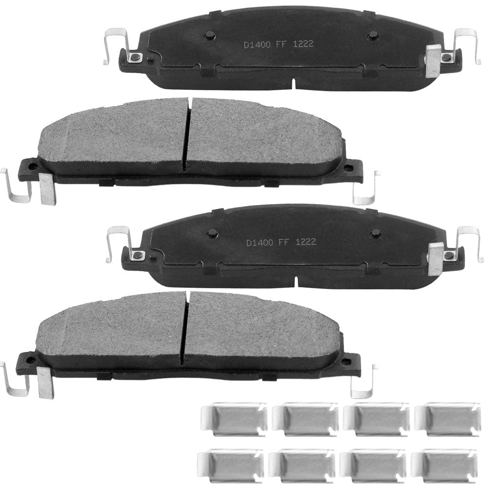 Rear Ceramic Brake Pads w/Hardware Kits Fits Dodge Ram 2500 3500 2009-2010, Ram 1500 2012, Ram 2500 3500 2011-2018-Ceramic Low Dust Brake Pad-4 Pack