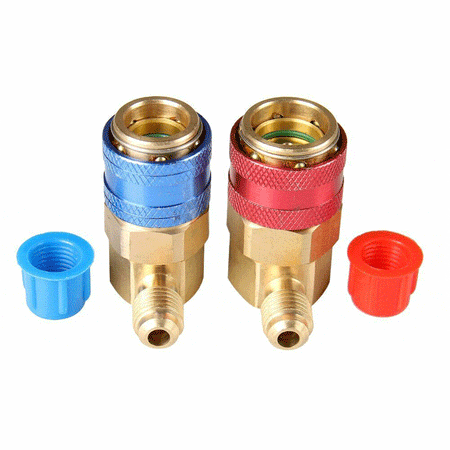 2 Pcs High & Low Side Car A/C R134A Quick Coupler Adapter 1/4'' SAE HVAC Flare Fitting Kit